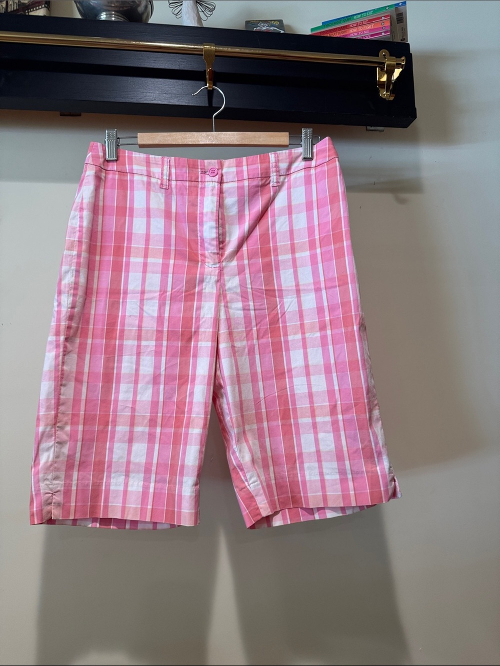 Source Unknown Pink Plaid Stretch Shorts